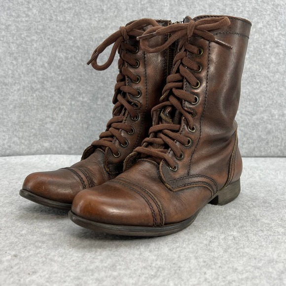 Steve Madden Brown Combat Boots - Picture 2 of 9